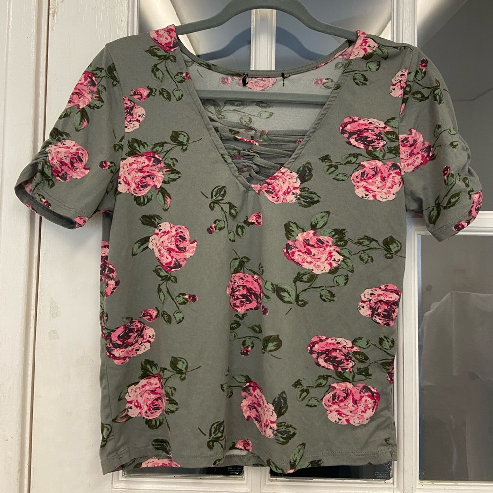 Grey floral top
